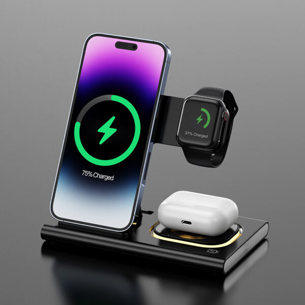 3 IN 1 15W Wireless Charging Charger Magnetic Desktop Night Light Iwatch Fast Charging Stand Gift Customization - Image 2