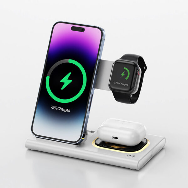 3 IN 1 15W Wireless Charging Charger Magnetic Desktop Night Light Iwatch Fast Charging Stand Gift Customization - Image 9