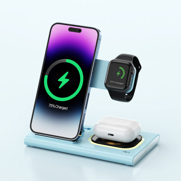 3 IN 1 15W Wireless Charging Charger Magnetic Desktop Night Light Iwatch Fast Charging Stand Gift Customization - Image 10