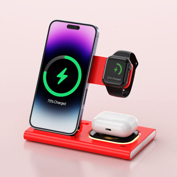 3 IN 1 15W Wireless Charging Charger Magnetic Desktop Night Light Iwatch Fast Charging Stand Gift Customization - Image 8