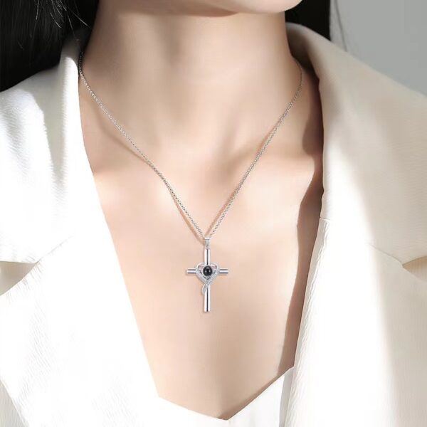 Languages I Love You Projection Necklace Pendant Love Cross Pendant Necklace Memorial Jewelry For Women - Image 9