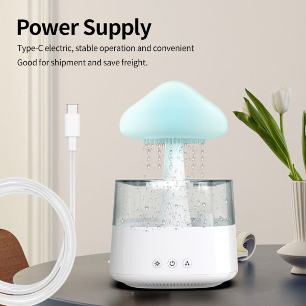 New Arrival Rain Cloud Humidifier Rain Drip Aromatherapy Essential Oil Air Diffuser 450ml 7 Colors Mushroom Humidifier - Image 3