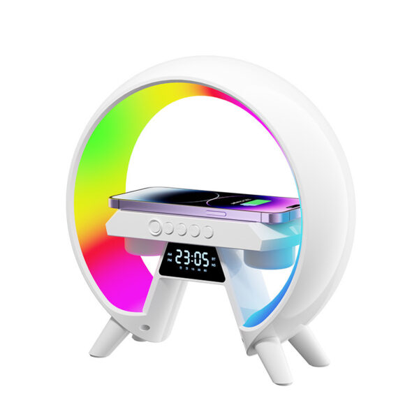 Colorful Bedside With Clock Light Wireless Charger - Image 4