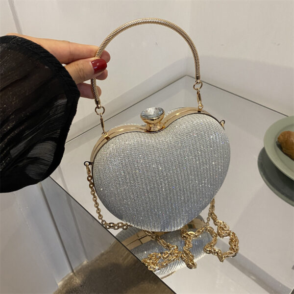 Evening Clutch Bag Women Bag Shiny Handbag Heart Shape Metal Clutches Bag Fashion Chain Shoulder Crossbody Bag Luxury Lady Purse Valentines Day Outfit - Image 10