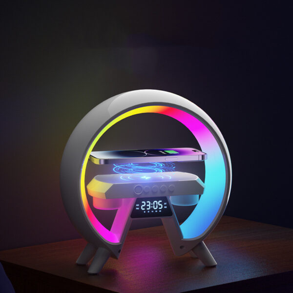 Colorful Bedside With Clock Light Wireless Charger - Image 6