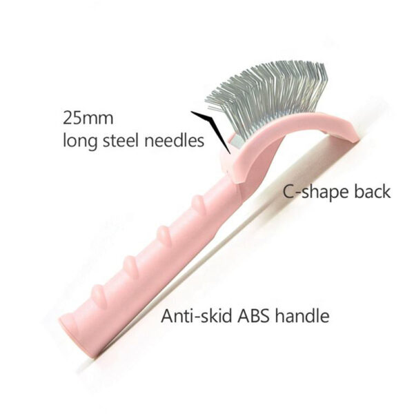 C-shaped Thick Back Hair Self Cleaning Curved Needle Comb Goldpets PS1140 Pet Hair Beauty Brushing Long Needle Comb - Image 2