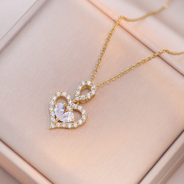 Exquisite Luxury Rhinestone Crystal Heart Pendants Necklaces For Women Party Jewelry Gifts Fashion Jewelry - Image 3