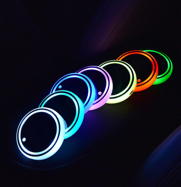 Colorful Cup Holder LED Light-up Coaster Solar & USB Charging Non-slip Coaster Ambient Light For Car Automatically - Image 7