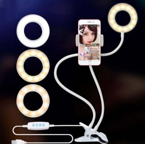 LED Selfie Ring Light for Live Adjustable Makeup Light-8cm Stand - Image 3